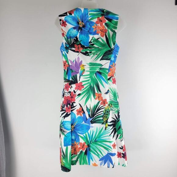 Etcetera Tropical Sleeveless Sheath Dress Back Zip Floral Lined Size 2 - Picture 6 of 6
